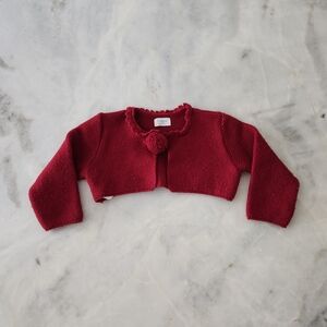 Foque Red Knit Bolero Cardigan With Pompom